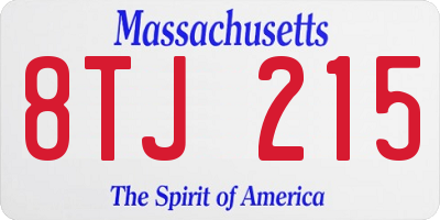 MA license plate 8TJ215