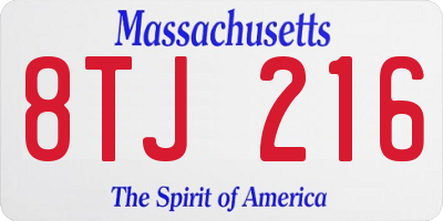 MA license plate 8TJ216