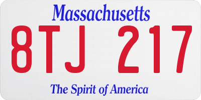 MA license plate 8TJ217