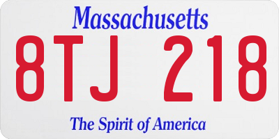 MA license plate 8TJ218