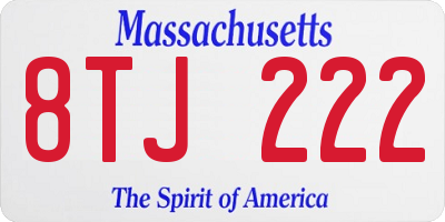 MA license plate 8TJ222