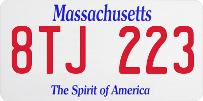 MA license plate 8TJ223