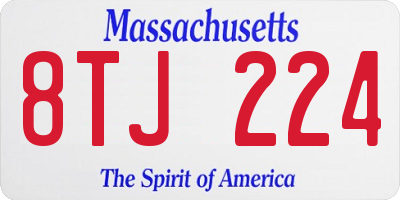 MA license plate 8TJ224