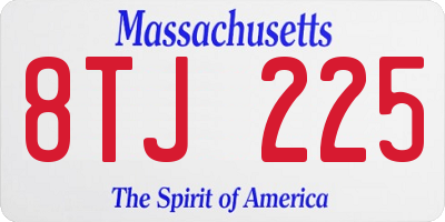 MA license plate 8TJ225
