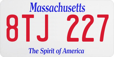 MA license plate 8TJ227