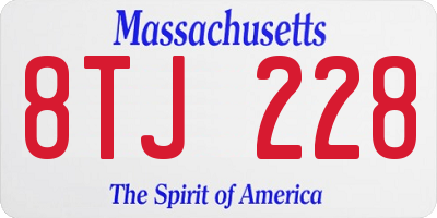 MA license plate 8TJ228