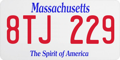 MA license plate 8TJ229