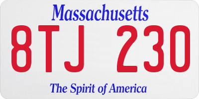 MA license plate 8TJ230