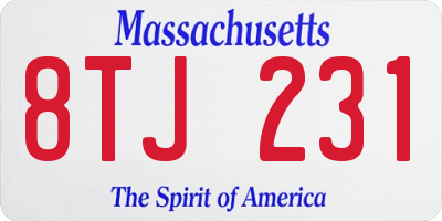 MA license plate 8TJ231
