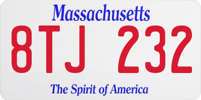 MA license plate 8TJ232