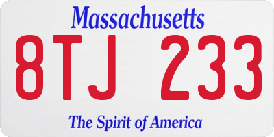 MA license plate 8TJ233
