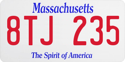 MA license plate 8TJ235