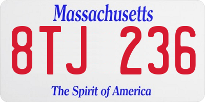 MA license plate 8TJ236
