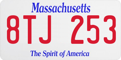MA license plate 8TJ253