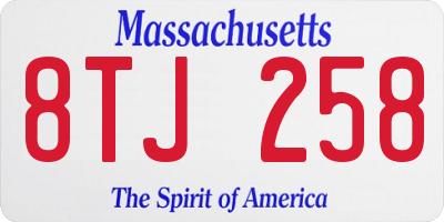 MA license plate 8TJ258