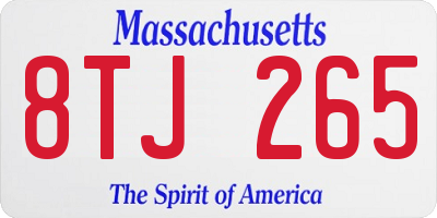 MA license plate 8TJ265