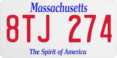 MA license plate 8TJ274