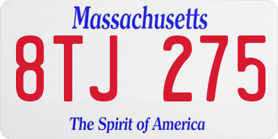 MA license plate 8TJ275