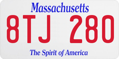 MA license plate 8TJ280