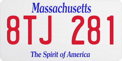 MA license plate 8TJ281
