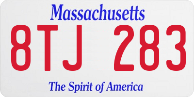 MA license plate 8TJ283