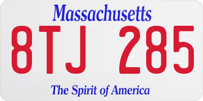 MA license plate 8TJ285