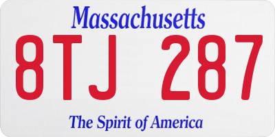 MA license plate 8TJ287