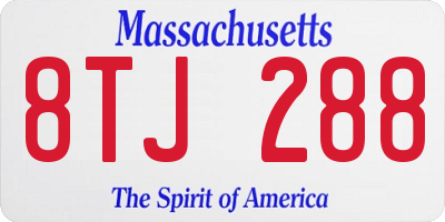 MA license plate 8TJ288