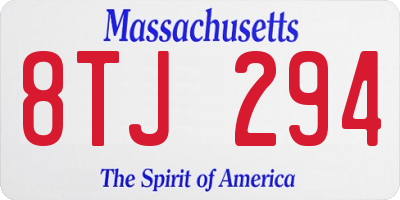 MA license plate 8TJ294
