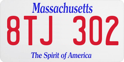MA license plate 8TJ302