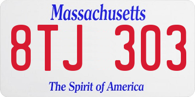 MA license plate 8TJ303