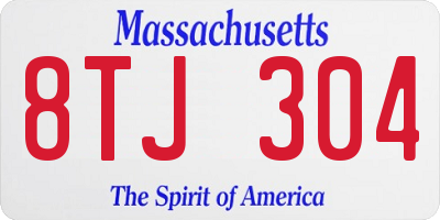 MA license plate 8TJ304