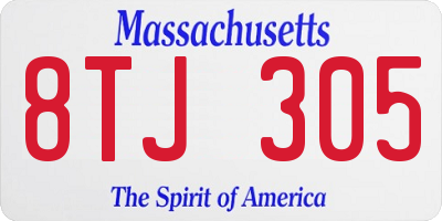 MA license plate 8TJ305