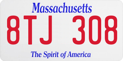 MA license plate 8TJ308