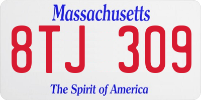 MA license plate 8TJ309