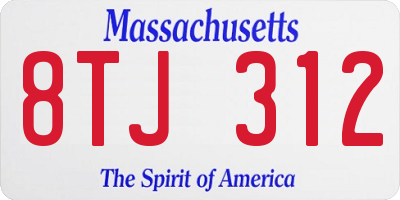 MA license plate 8TJ312