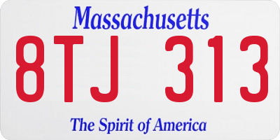 MA license plate 8TJ313