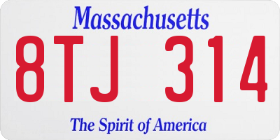 MA license plate 8TJ314