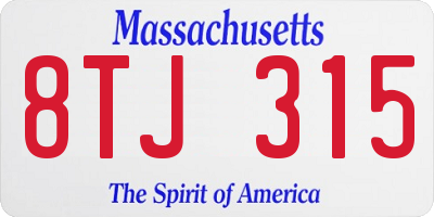 MA license plate 8TJ315