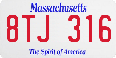 MA license plate 8TJ316