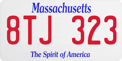 MA license plate 8TJ323