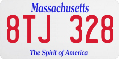 MA license plate 8TJ328