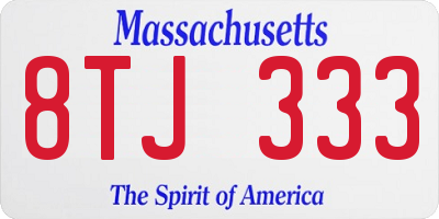 MA license plate 8TJ333