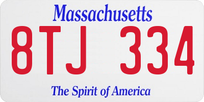 MA license plate 8TJ334