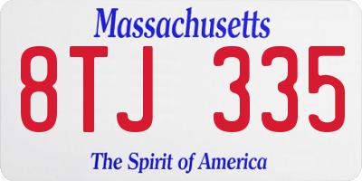 MA license plate 8TJ335