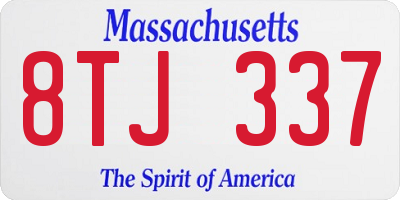 MA license plate 8TJ337