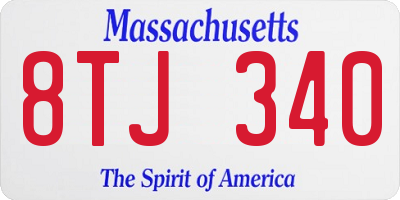 MA license plate 8TJ340