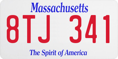 MA license plate 8TJ341