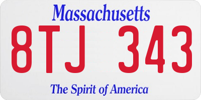 MA license plate 8TJ343