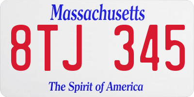 MA license plate 8TJ345